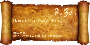 Havrilla Zsófia névjegykártya
